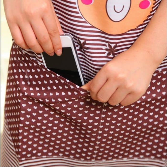 Küchenschürze mit ölbeständigem Cartoon-Bär und Ärmel – Bild 4