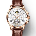 OLEVS 9912 Hohles Schwungrad, Wochenkalender, Zifferblatt, leuchtende mechanische Uhr für Herren