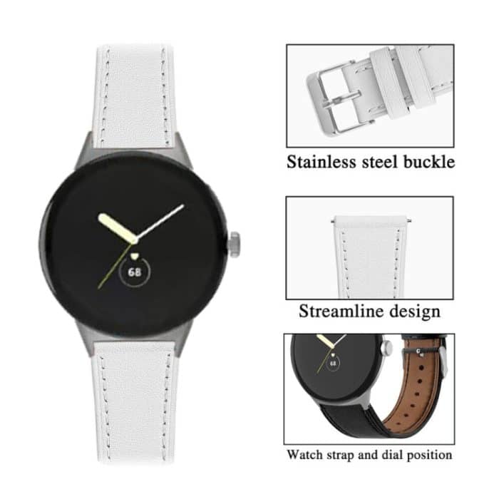 Rundes Endstück-Uhrenarmband aus echtem Leder, For Google Pixel Watch 1 / 2 / 3 41mm – Bild 2