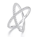 S925 Sterling Silber weiß vergoldet Dual Layer Moissanit Ring Handdekoration