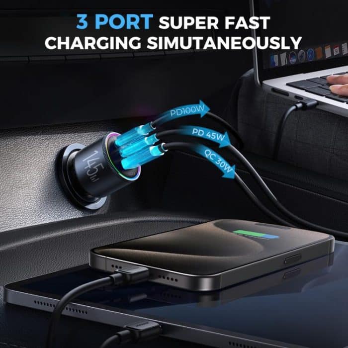 JOYROOM JR-CCN07 120W Dual PD+QC3.0 3-Port Autoladegerät, JR-CCN07 – Bild 3