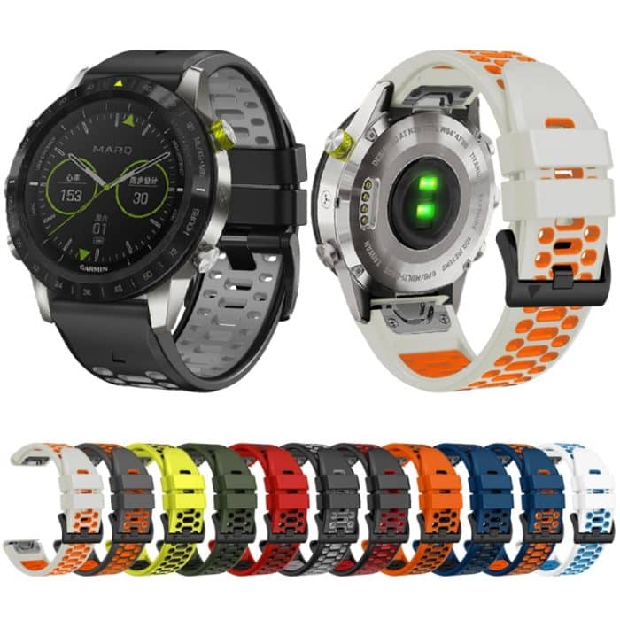 Dreireihiges, zweifarbiges Silikon-Uhrenarmband mit Löchern, For Garmin Fenix 7 22mm – Bild 5