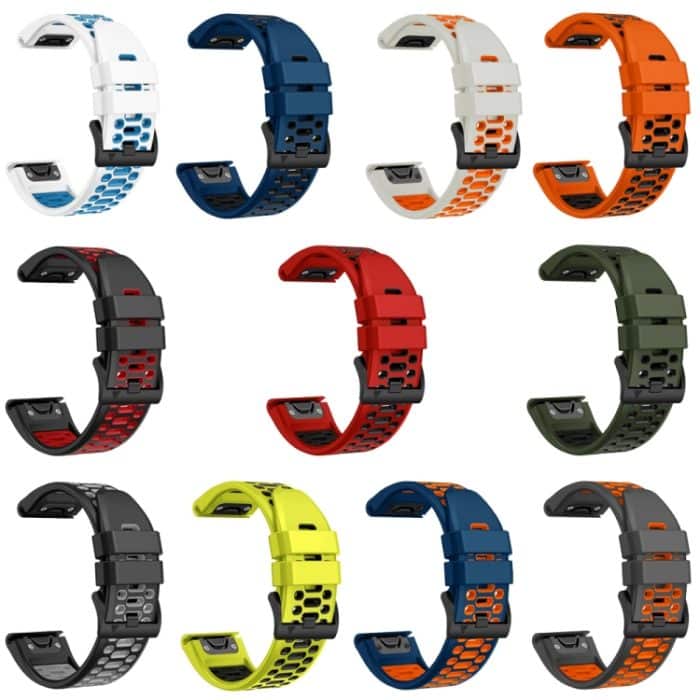 Dreireihiges, zweifarbiges Silikon-Uhrenarmband mit Löchern, For Garmin Fenix 7 22mm – Bild 7