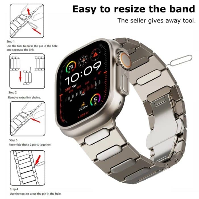 Uhrenarmband aus Titanlegierung mit ovaler Schmetterlingsschließe, For Apple Watch Ultra 49mm, For Apple Watch Series 8 45mm, For Apple Watch SE 2022 44mm – Bild 5
