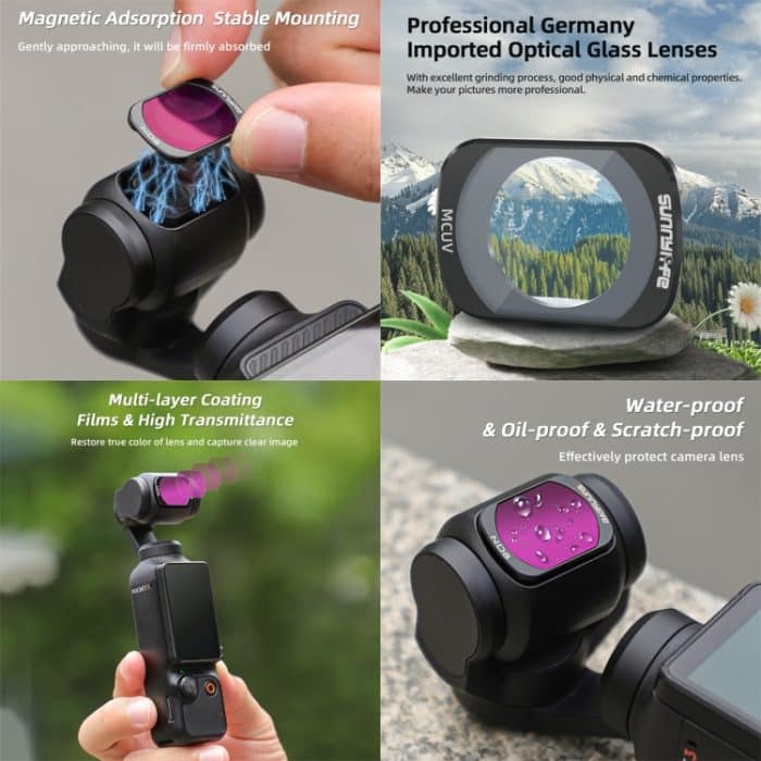 Für DJI Osmo Pocket 3 Sunnylife Kameraobjektivfilter, 4 in 1 ND8-64PL, 4 in 1 UV CPL ND32 ND64, 6 in 1 UV CPL ND8-64 – Bild 5