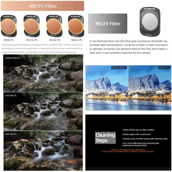 Für DJI Osmo Pocket 3 Sunnylife Kameraobjektivfilter, 4 in 1 ND8-64PL, 4 in 1 UV CPL ND32 ND64, 6 in 1 UV CPL ND8-64 – Bild 9