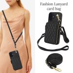 AwQuer Crossbody Reißverschluss Geldbörse Rautenförmige Lederrückseite Handyhülle, For iPhone XR, For iPhone XS Max, For iPhone 7 Plus / 8 Plus – Bild 4