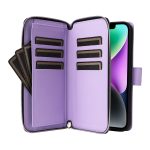 Brieftasche mit Reißverschluss und neun Kartenfächern, Leder-Telefonhülle, For iPhone 14 / 13 – Bild 5
