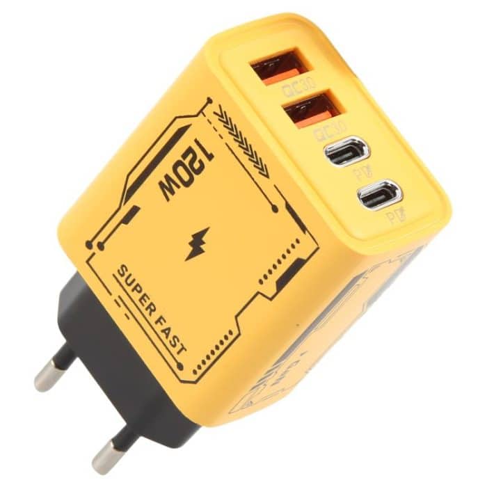 KO-72 GaN 120W Ladeadapter 4 Ports 2 PD 2 QC 3.0 USB und USB-C / Typ-C Schnellladegerät, EU Plug, US Plug – Bild 1