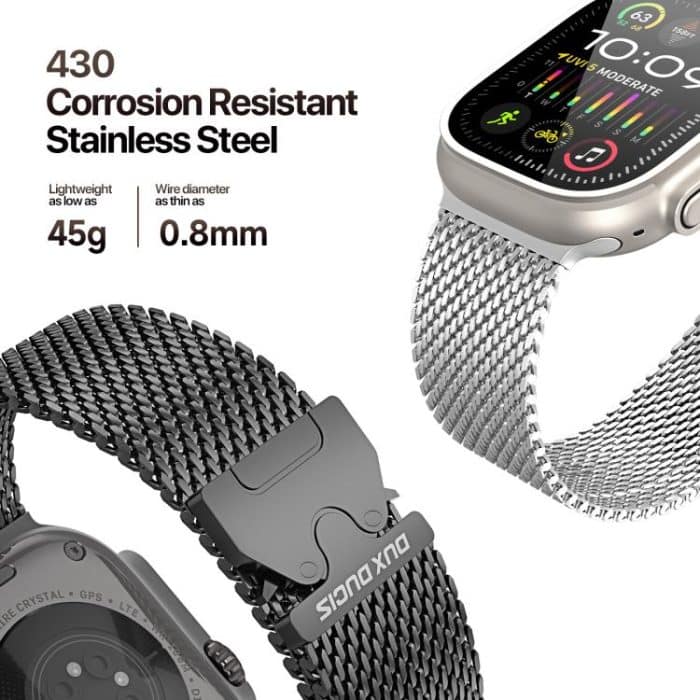 DUX DUCIS Milanese Air Series Magnetisches Uhrenarmband aus Edelstahl, For Apple Watch 46mm / 49mm / 45mm / 44mm, For Apple Watch 42mm / 41mm / 40mm / 38mm – Bild 4