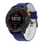Kalebol Two Color Carbon Fiber Print Silicone Watch Band, For Garmin Fenix 7X 26mm, For Garmin Fenix 7 22mm