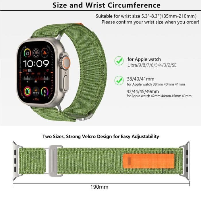 Kalebol Canvas Pattern Nylon Loop Strap, For Apple Watch 46mm / 49mm / 45mm / 44mm, For Apple Watch 42mm / 41mm / 40mm / 38mm – Bild 6