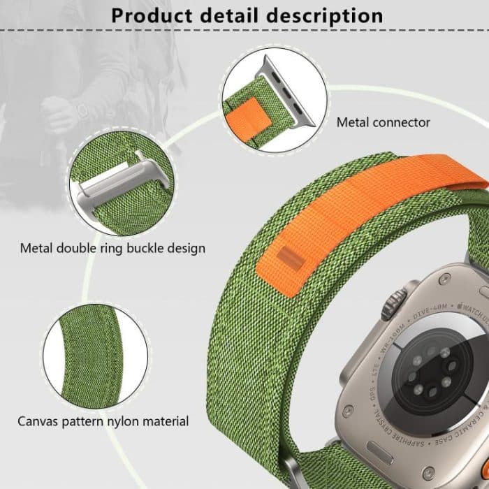 Kalebol Canvas Pattern Nylon Loop Strap, For Apple Watch 46mm / 49mm / 45mm / 44mm, For Apple Watch 42mm / 41mm / 40mm / 38mm – Bild 7