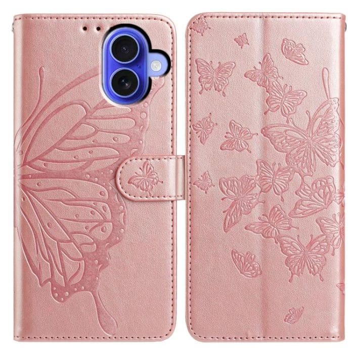 Butterfly Flutter Pattern Embossed Leather Phone Case, For iPhone 15 Plus, For iPhone 15, For iPhone 14 Plus – Bild 1