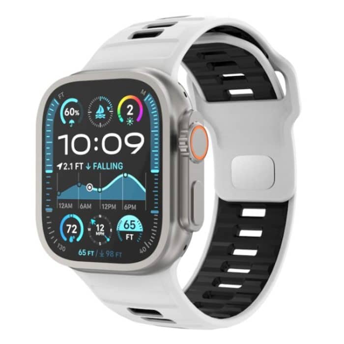 Checkered Reverse Buckle Silicone Watch Band, For Apple Watch 46mm / 49mm / 45mm / 44mm – Bild 1