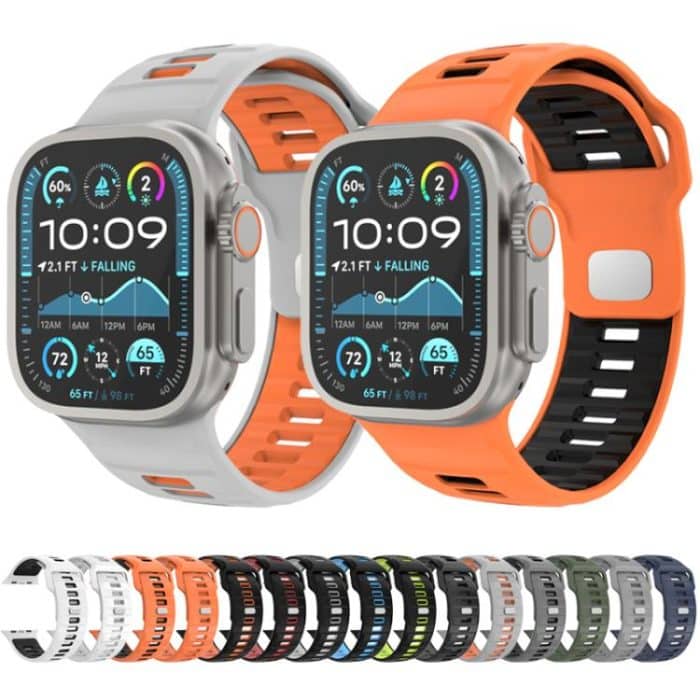 Checkered Reverse Buckle Silicone Watch Band, For Apple Watch 46mm / 49mm / 45mm / 44mm – Bild 4