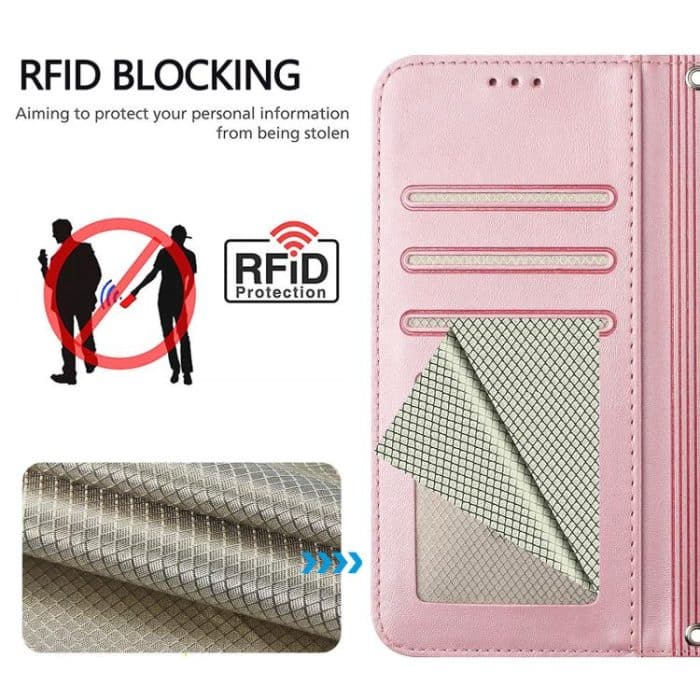 Litter Panda Embossing RFID Leather Phone Case with Lanyard, For iPhone 15, For iPhone 14 Plus, For iPhone 14 / 13, For iPhone 14 Pro – Bild 5