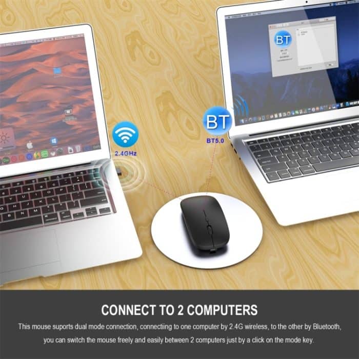 HXSJ M90 2,4 GHz ultradünne wiederaufladbare Dual-Mode-Wireless-Bluetooth-Notebook-PC-Maus mit Stummschaltung – Bild 9