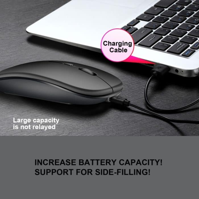 HXSJ M90 2,4 GHz ultradünne wiederaufladbare Dual-Mode-Wireless-Bluetooth-Notebook-PC-Maus mit Stummschaltung – Bild 10