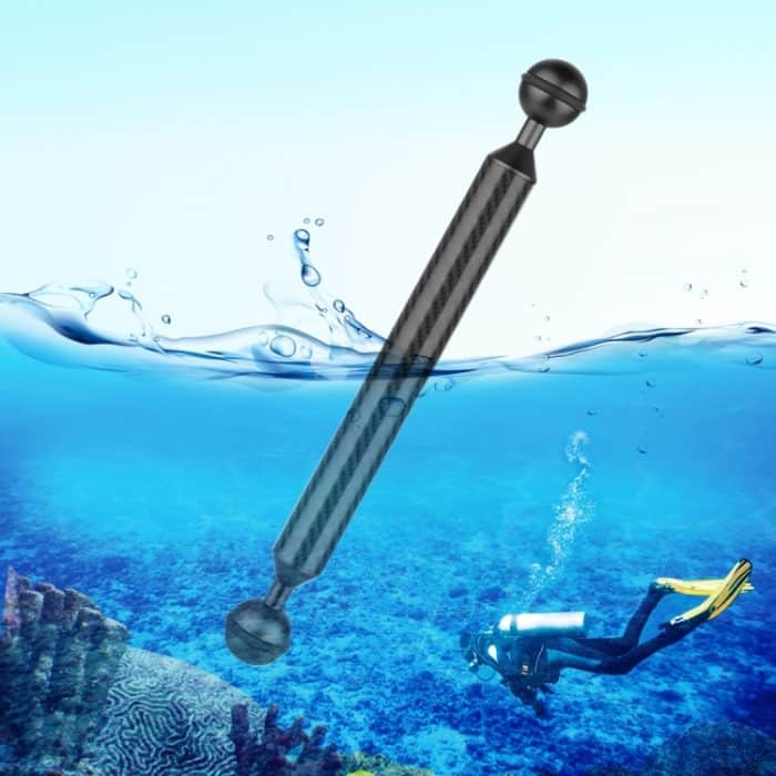 PULUZ 9 Zoll 23 cm Länge 20,8 mm Durchmesser Doppelkugeln Schwimmarm aus Kohlefaser, Kugeldurchmesser: 25 mm, 9 inch Black, 9 inch Blue, 9 inch Red – Bild 1