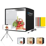 PULUZ 25 cm, faltbar, tragbar, 3 Modi, Dual-Farbtemperatur, Ringlicht, Fotobeleuchtung, Studio, Aufnahmezelt, Box mit 6 x doppelseitigen Farbhintergründen, Größe: 25 cm x 25 cm x 25 cm, 25cm 3 Color Temp. Box Black, 25cm 3 Color Temp. Box Black RU