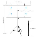 PULUZ 1 x 2 m T-förmiger Fotostudio-Hintergrund-Stützständer, Hintergrund-Querstangen-Halterungs-Set mit Clips, 1 x 2m Bracket Kit – Bild 3