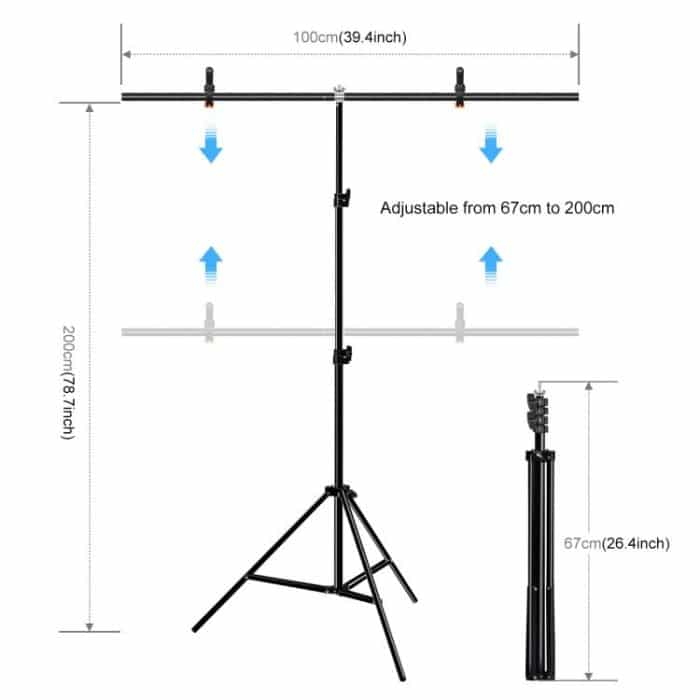 PULUZ 1 x 2 m T-förmiger Fotostudio-Hintergrund-Stützständer, Hintergrund-Querstangen-Halterungs-Set mit Clips, 1 x 2m Bracket Kit – Bild 3