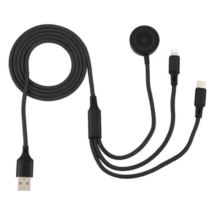 Für iPhone / Apple Watch 3 In 1 8 Pin + Typ-C / USB-C + magnetische Ladebasis Multifunktions-Ladekabel, Länge: 1 m – Bild 2
