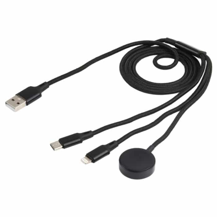 Für iPhone / Apple Watch 3 In 1 8 Pin + Typ-C / USB-C + magnetische Ladebasis Multifunktions-Ladekabel, Länge: 1 m – Bild 3