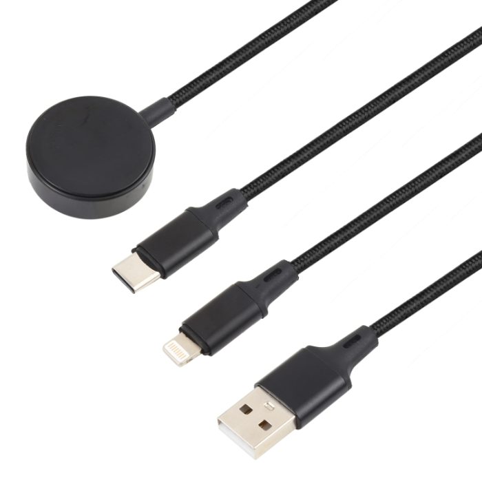 Für iPhone / Apple Watch 3 In 1 8 Pin + Typ-C / USB-C + magnetische Ladebasis Multifunktions-Ladekabel, Länge: 1 m – Bild 4