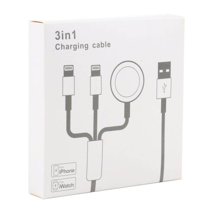 Für iPhone / Apple Watch 3 In 1 8 Pin + Typ-C / USB-C + magnetische Ladebasis Multifunktions-Ladekabel, Länge: 1 m – Bild 5