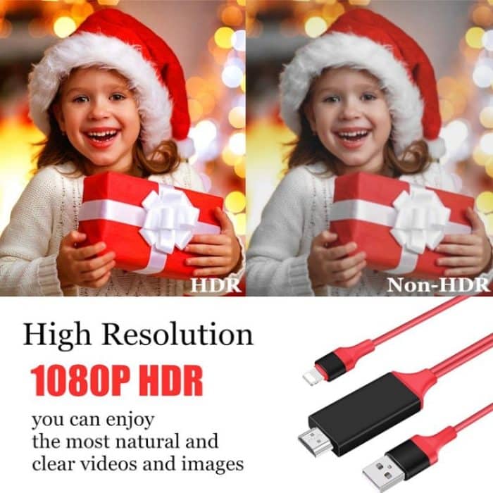 2 m 1080P 8 Pin auf HDMI-Adapterkabel, kompatibel mit iPhone auf HDMI-Adapter, – Bild 4