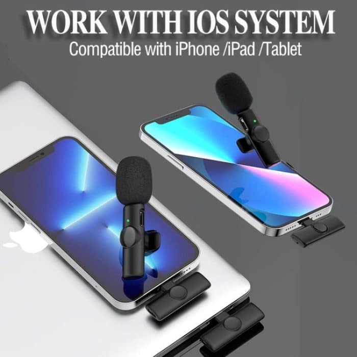 Bluetooth-Mini-Mikrofon, kabelloses Lavalier-Mikrofon mit Rauschunterdrückung für iPhone/iPad, mit 8-poligem Empfänger, Single Microphone, Dual Microphones – Bild 5