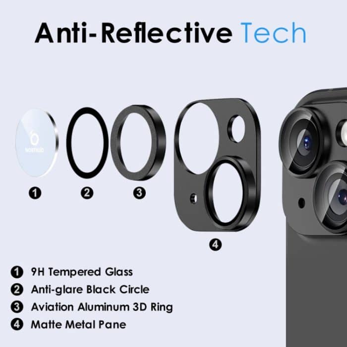 NORTHJO mattierte integrierte Hartglas-Rücklinsenfolie, For iPhone 15 / 15 Plus – Bild 3