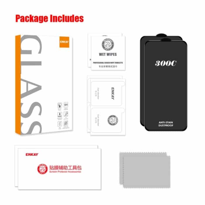 2 Stück ENKAY 300C Super Large Arc Volle Abdeckung Hochaluminium-Silizium-Hartglasfolie, For iPhone 16 Pro Max, For iPhone 16 Pro, For iPhone 15 Pro Max, For iPhone 15 Pro, For iPhone 14 Pro, For iPhone 14 Pro Max, For iPhone 12 Pro Max... – Bild 7
