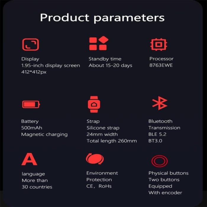 EX100 1,95 Zoll Farbbildschirm Smart Watch, unterstützt Bluetooth-Anrufe/Gesundheitsüberwachung – Bild 9