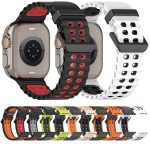 Ocean Double-row Hole Two-color Silicone Watch Band, For Apple Watch 46mm / 49mm / 45mm / 44mm – Bild 8