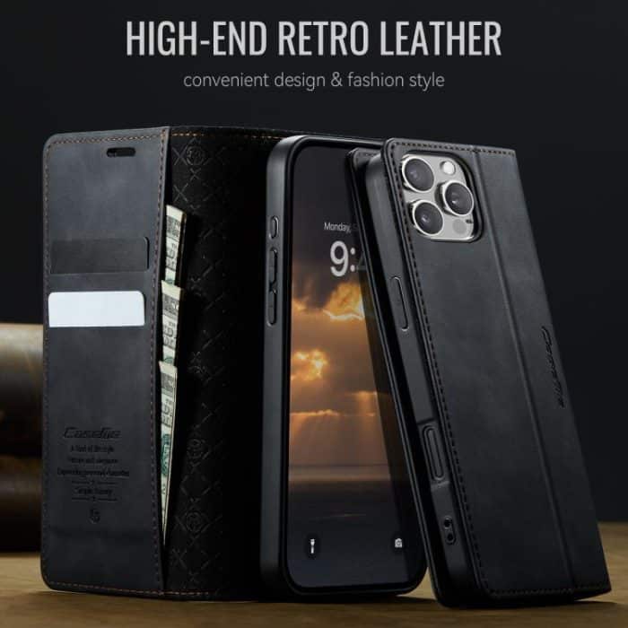 CaseMe 033 Calf Leather Lining Microfibre RFID Blocking Phone Case, For iPhone 14 Pro Max, For iPhone SE 2022 / 8 / 7, For iPhone 13 Pro Max, For iPhone 13 Pro – Bild 4