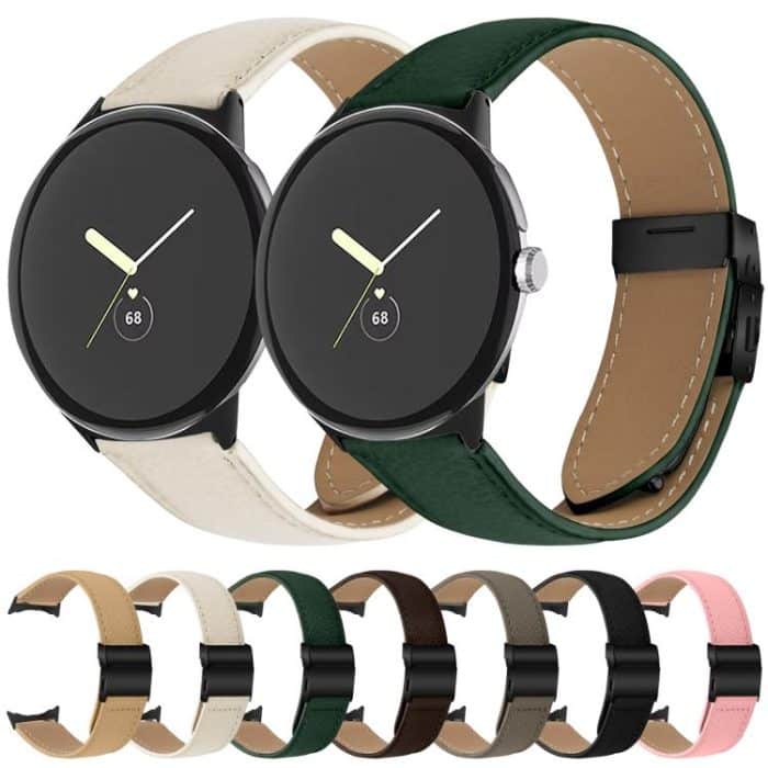 Lychee Texture Black Turtle Back Buckle Leather Watch Band, For Google Pixel Watch / Watch 2 / 3 41mm – Bild 5