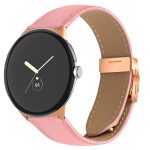 Lychee Texture Rose Gold Turtle Back Buckle Leather Watch Band, For Google Pixel Watch / Watch 2 / 3 41mm