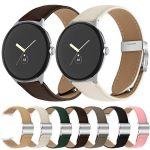 Lychee Texture Silver Turtle Back Buckle Leather Watch Band, For Google Pixel Watch / Watch 2 / 3 41mm – Bild 7