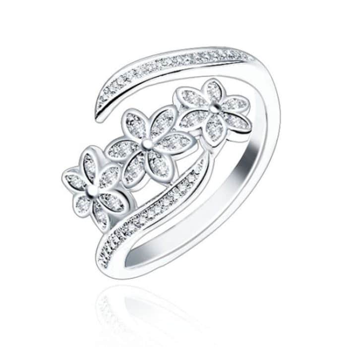 Mode Elegante verstellbare Blumen mit Diamant-Zeigefinger-Ringen Frauenschmuck – Bild 1