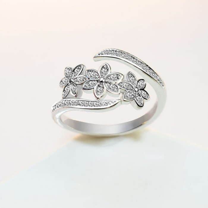 Mode Elegante verstellbare Blumen mit Diamant-Zeigefinger-Ringen Frauenschmuck – Bild 3