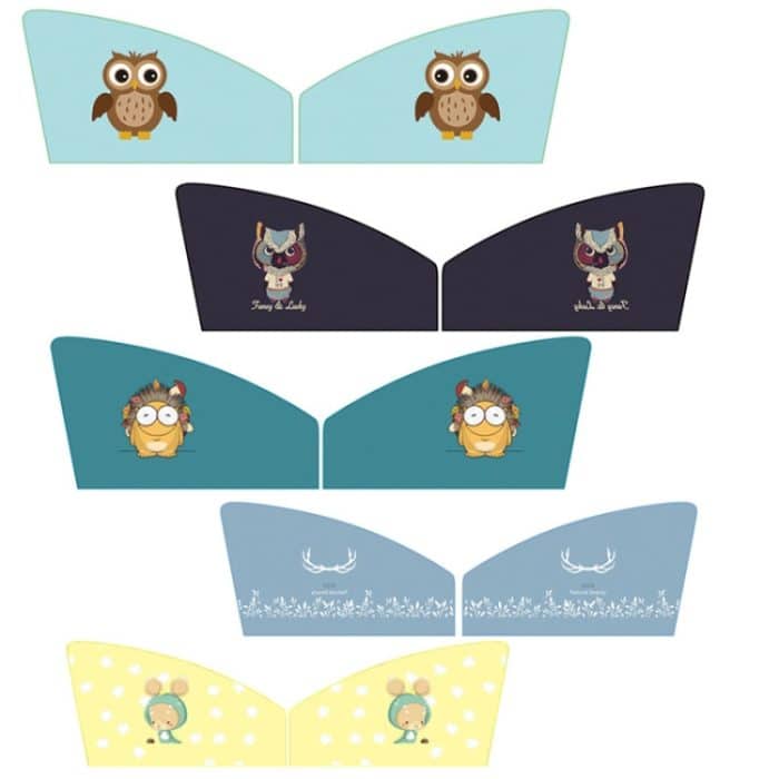 1 Paar Autofenster Magnet Sonnenschutz Vorhang Wärmedämmung Sonnenschutz, 1 Pair (Hedgehog), 1 Pair (Blue Owl), 1 Pair (Antlers), 1 Pair (Kangaroo), 1 Pair (Catman) – Bild 2