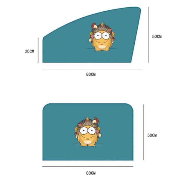 1 Paar Autofenster Magnet Sonnenschutz Vorhang Wärmedämmung Sonnenschutz, 1 Pair (Hedgehog), 1 Pair (Blue Owl), 1 Pair (Antlers), 1 Pair (Kangaroo), 1 Pair (Catman) – Bild 3