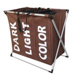 Zusammenklappbarer Wäschekorb mit drei Gittern für schmutzige Kleidung, Organizer für Zuhause, Aufbewahrungskorb, 3 Grid