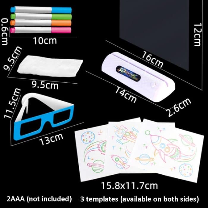 3D-fluoreszierendes Zeichenbrett, magisches, leuchtendes, dreidimensionales Schreibbrett, Graffiti-Brett, Beleuchtung, Puzzle, Kinder-Zeichenbrett, Stil:, Medium  Drawing Board (Space Version), Medium Drawing Board  (Ocean Version)... – Bild 3