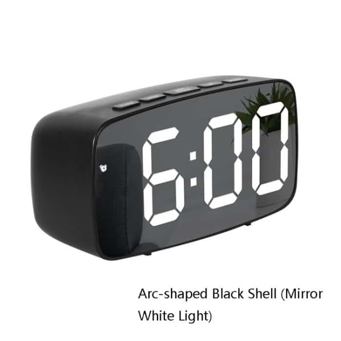 Spiegel-Nachttisch-Wecker, batteriebetrieben, Doppelfunktions-LED-Uhr, Arc-shaped Black Shell (Mirror White Light), Rectangular Black Shell (Mirror White Light), Arc-shaped Black Shell (Black Surface White Light)... – Bild 2