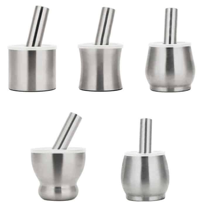 Küche 304 Edelstahl Knoblauchstampfer Gewürzbohnen Nussmühle, Straight Shape, Waist Shape, Drum Shape, Big Bowl Shape, Large Drum Shape – Bild 3