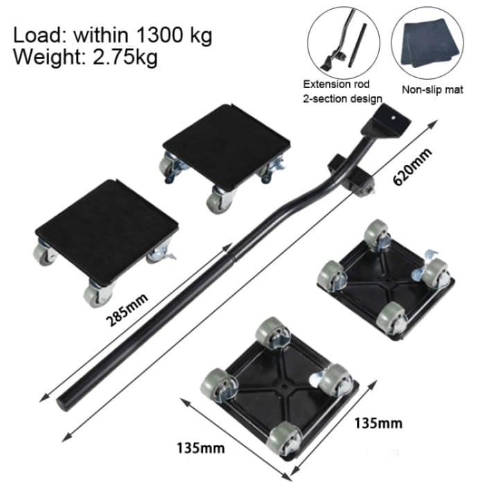 5-in-1-Universalrad zum Bewegen schwerer Gegenstände, Square Aggravated, Black Square Aggravator, Black Round Aggravator – Bild 2